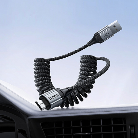 USB Кабель Micro, HOCO, X121, витой, длина 1.5м, цвет черный