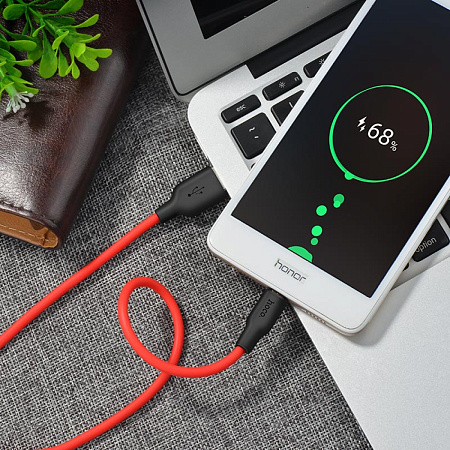 USB Кабель Micro, HOCO, X21, силиконовый, черно-красный