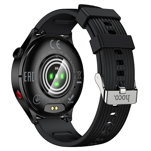 Умные часы Y46 Smart watch Hoco с поддержкой звонков, поддержка функции поиска (Find My) на телефонах Apple, черные
