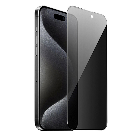 Защитное стекло для iPhone 16 Pro, G15, HOCO, Guardian shield series full-screen anti-spy tempered glass, черное