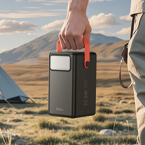 Универсальный Доп. Аккумулятор 100000mAh, J142, HOCO, выход: 6 USB, 1 PD 20W, черный
