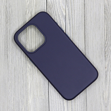 Чехол-накладка для iPhone 15 Pro, экокожа, магнитный (MagSafe), без лого, X-CASE, темно-синий