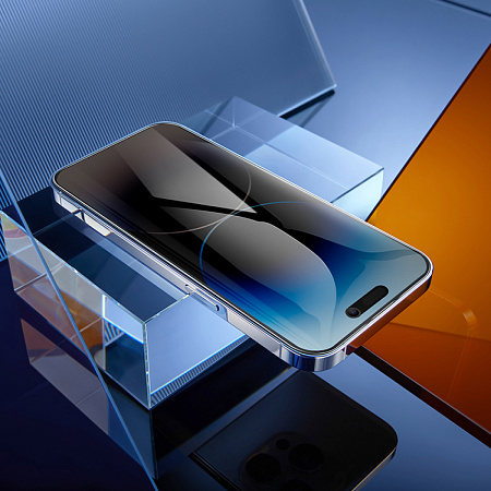Защитное стекло для iPhone 15 Pro, G15, HOCO, Guardian shield series full-screen anti-spy tempered glass, черное