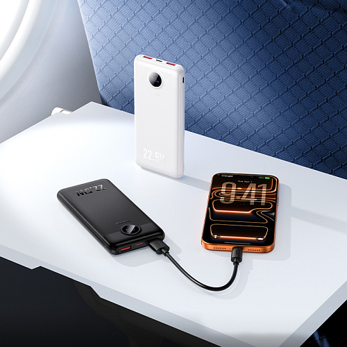 Универсальный Доп. Аккумулятор 10000mAh, J172, HOCO, выход: 1 USB (22.5), 1 PD (20W), белый