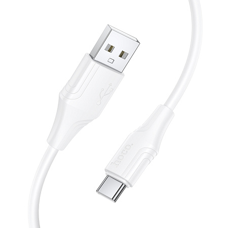 Usb кабель Type-C, HOCO, X124, силиконовый, 1м, ток до 2.3A, белый
