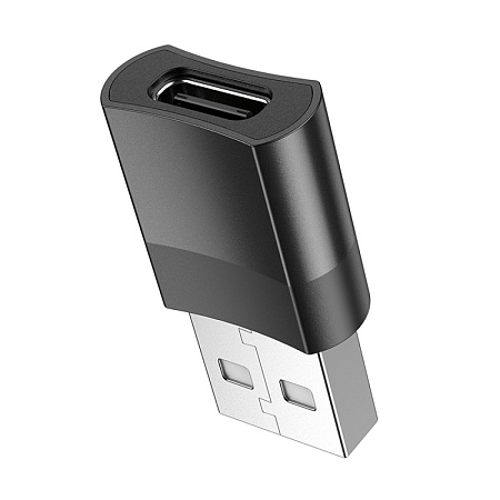 Переходник с USB (папа) на Type-C (Мама), HOCO, UA17, черный