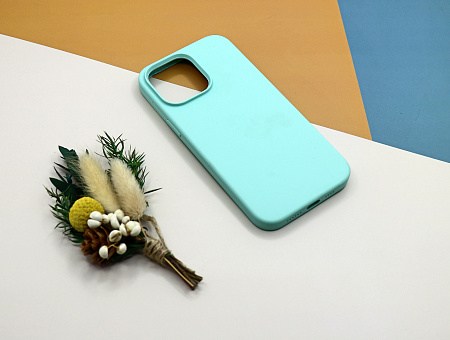 Чехол-накладка для iPhone 14 Pro Max, Silicon Case, без лого, бирюзовый