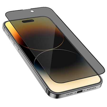 Защитное стекло для iPhone 14 Pro Max, A12 Pro, HOCO, Privacy Nano 3D full screen edges, черное
