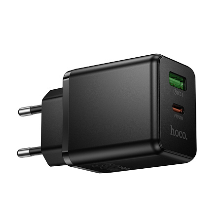 Сетевое зарядное устройство, 1 PD 30W + 1 USB 3.0 QC (C157A), HOCO, черный