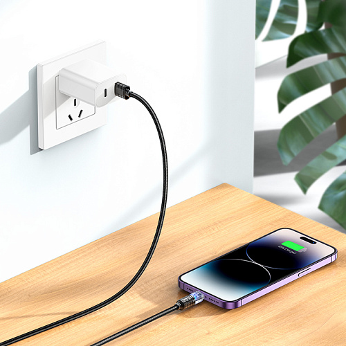 USB дата кабель Lightning, HOCO, U122, 1.2м, черный