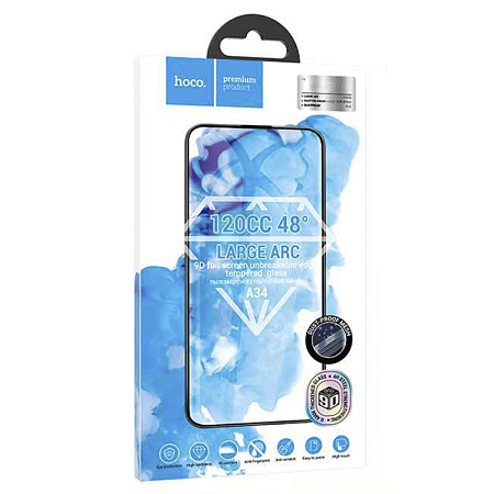 Защитное стекло для iPhone 15 Pro, A34, HOCO, 9D large arc dustproof glass, черное