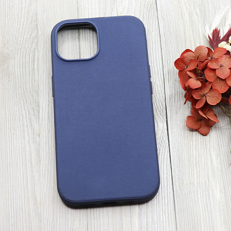 Чехол-накладка для iPhone 15, тканевый, магнитный (MagSafe), без лого, X-CASE, темно-синий