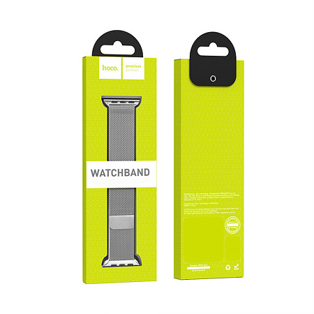 Ремешок на руку для Apple Watch 38/40/41/42 мм, HOCO, WA03, Milanese loop, серый