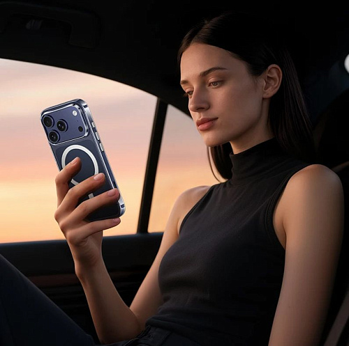 Чехол для iPhone 17 Pro Max, PC+TPU, Магнитный (MagSafe), AS4, HOCO, прозрачный