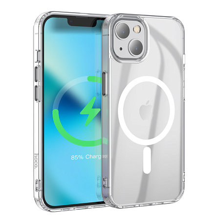 Чехол силиконовый для iPhone 14, Магнитный (MagSafe), HOCO, прозрачный