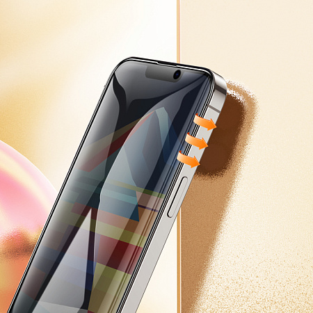 Защитное стекло для iPhone 15 Plus/16 Plus, A12 Pro, HOCO, Privacy Nano 3D full screen edges, черное