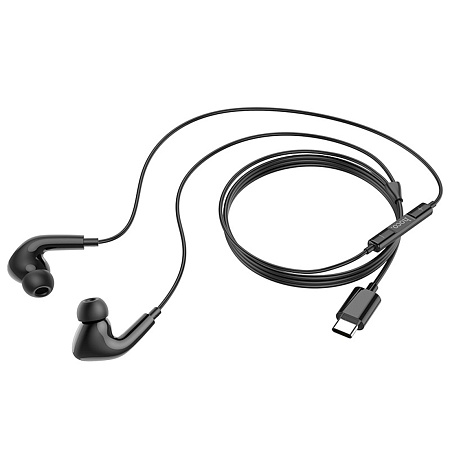 Проводные наушники M1 Pro, Type-C, HOCO, вакуумные с микрофоном, черные