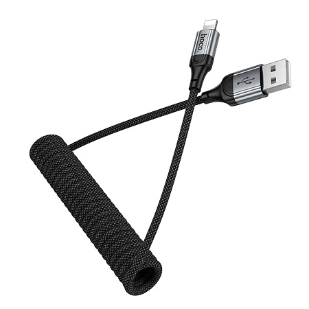 USB дата кабель Lightning, HOCO, X121, витой, длина 1.5м, черный