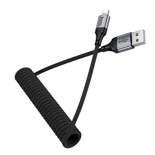 USB дата кабель Lightning, HOCO, X121, витой, длина 1.5м, черный