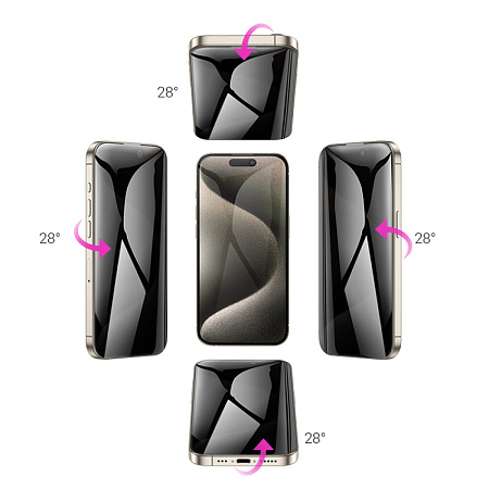 Защитное стекло для iPhone 15 Pro, A38, HOCO, 360-degree Privacy, черное