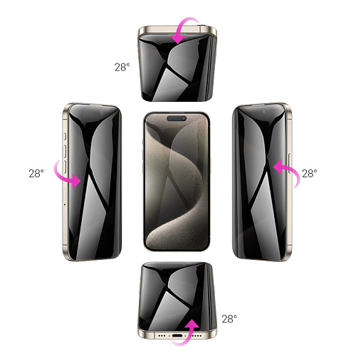 Защитное стекло для iPhone 15 Pro, A38, HOCO, 360-degree Privacy, черное