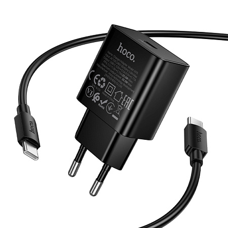Сетевое зарядное устройство, 1 PD 25W (N76), HOCO, Type-C to Type-C, черный
