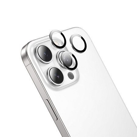 Защитное стекло для iPhone 16 Pro/16 Pro Max, V15, HOCO, на заднюю камеру, серебро