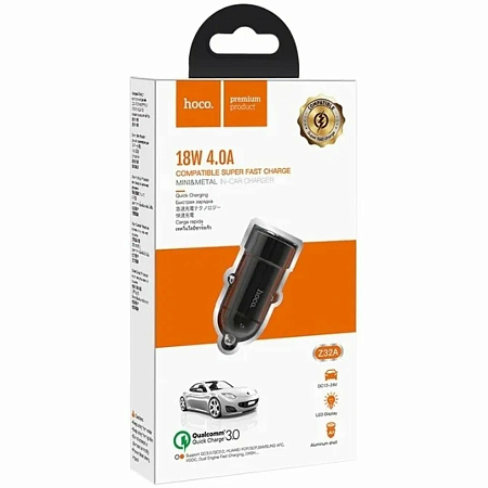 Автомобильное зарядное устройство, 1 USB 18W, QC3.0 (Z32A), HOCO, черный