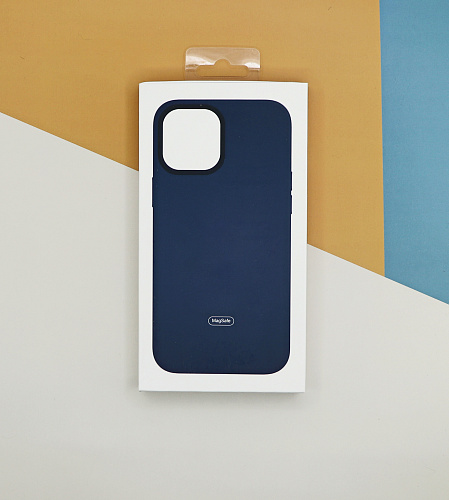 Чехол-накладка для iPhone 14, экокожа, магнитный (MagSafe), синий