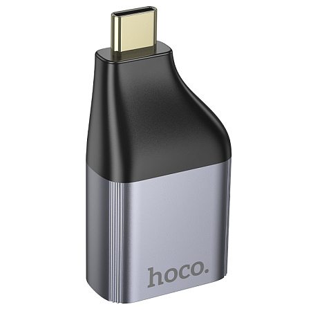 Переходник с Type-C на RJ45, UA35, HOCO, металлический черный