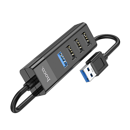 USB Хаб (HB25) c 1 USB на 1 USB 3.0 + 3 USB 2.0, HOCO, черный