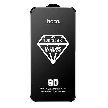 Защитное стекло для iPhone 16 Pro, A34, HOCO, 9D large arc dustproof glass, черное