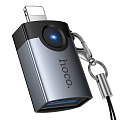 Переходник OTG Lightning, Lightning (папа) на USB (мама), UA46, HOCO, серый