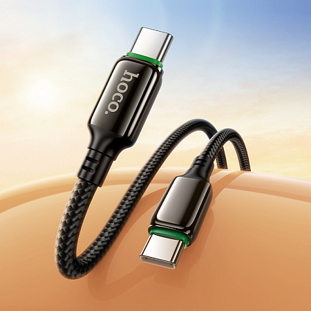 Кабель Type-C на Type-C, HOCO, X127, 1м, 60W, оплетка, черный