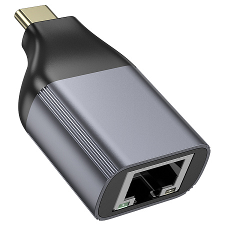 Переходник с Type-C на RJ45, UA35, HOCO, металлический черный