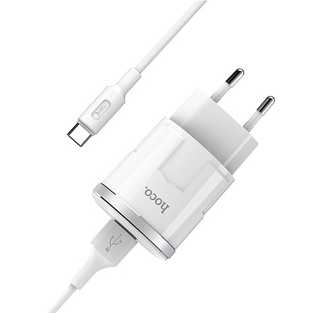 Сетевое зарядное устройство, 1 USB 2.4A (C37A), HOCO, Type-C, белый