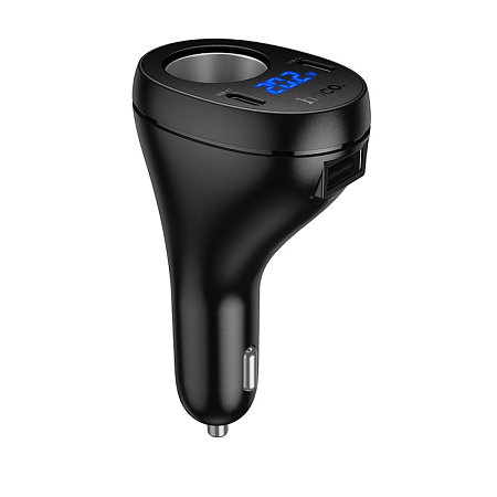 Разветвитель прикуривателя на 2 PD +1 USB +1 прикуриватель, Z61, с дисплеем, черный