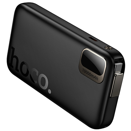 Универсальный Доп. Аккумулятор 10000mAh, Q51, HOCO, выход 1 PD (20W), кабель-рулетка Type-C, черный