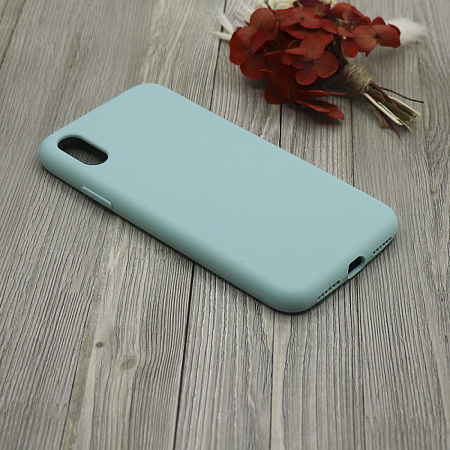 Чехол-накладка для iPhone X/XS, Silicon Case, без лого, бирюзовый