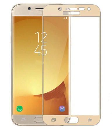 Защитное стекло на Samsung J330FN, Galaxy J3 (2017), 3D Fiber, золотой, X-CASE