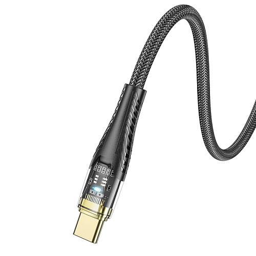 Кабель Type-C на Type-C, HOCO, U121, 60W, 1.2м, прозрачный черный