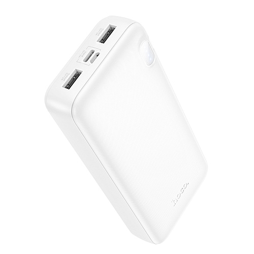 Универсальный Доп. Аккумулятор 20000mAh, J128A, HOCO, выход: 2 USB (5V/2A), белый