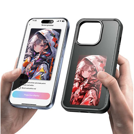 Чехол-накладка для iPhone 15 Pro, с экраном, без лого, X-CASE, черный