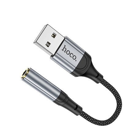 Переходник с USB на Jack 3.5мм, LS36, HOCO, черный