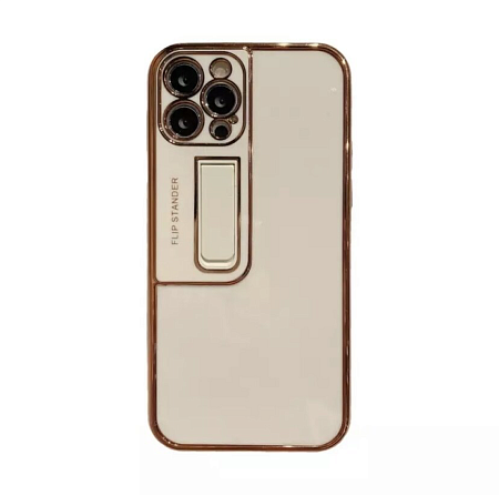 Чехол силиконовый для iPhone 13 Pro Max (6.7), глянцевый с подставкой, X-CASE, белый