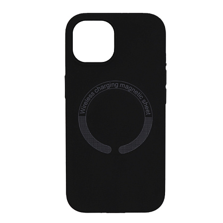 Чехол-накладка для iPhone 15 Plus, Silicon Case, магнитный (MagSafe), без лого, X-CASE, черный