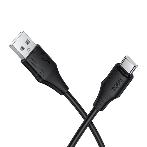 Usb кабель Type-C, HOCO, X124, силиконовый, 1м, ток до 2.3A, черный
