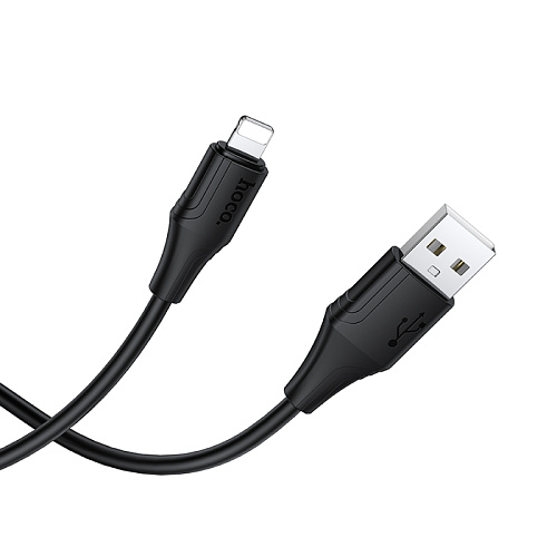 USB дата кабель Lightning, HOCO, X124, 1 метр, ток до 2.4A, цвет черный