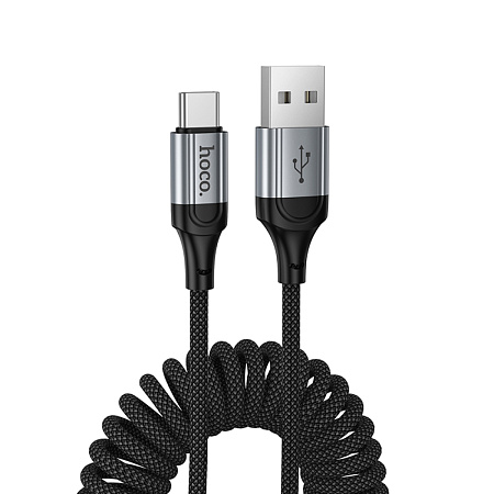 Usb кабель Type-C, HOCO, X121, витой, 1.5м, ток до 3A, черный