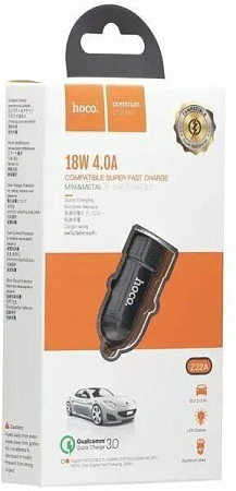 Автомобильное зарядное устройство, 1 USB 18W, QC3.0 (Z32A), HOCO, черный